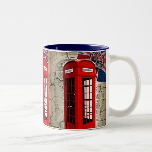 vlag jubileum kroonrode telefooncel tweekleurige koffiemok (Rechts)