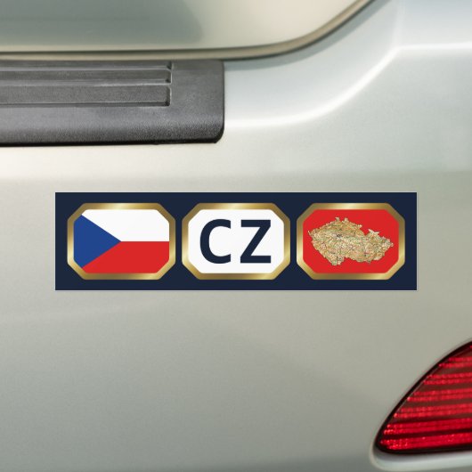 Vlag kaart code bumpersticker Tsjechië (Op auto)