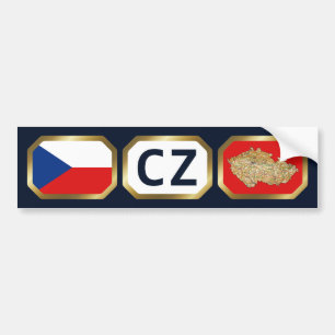 Vlag kaart code bumpersticker Tsjechië