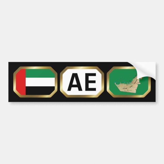 Vlag kaart code bumpersticker VAE (Voorkant)