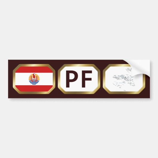 Vlag kaart code bumpersticker van Frans-Polynesië (Voorkant)