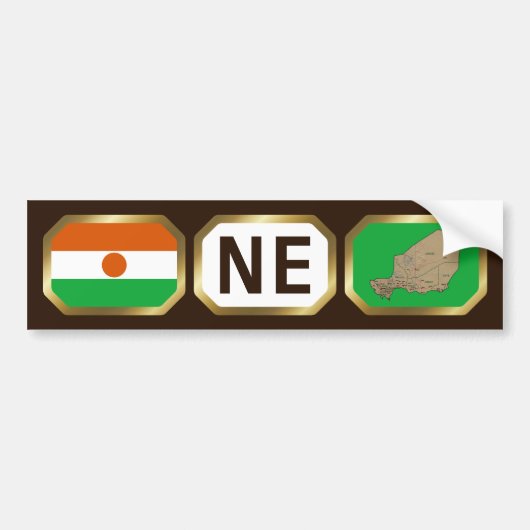Vlag kaart code bumpersticker van Niger (Voorkant)