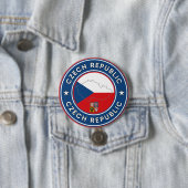 Vlag, kaart en emblem in Tsjechië Ronde Button 7,6 Cm (In situ)