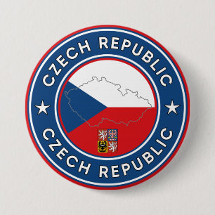 Vlag, kaart en emblem in Tsjechië Ronde Button 7,6 Cm
