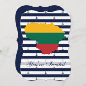 Vlag/kaart van Litouwen op gestreepte achtergrond Kaart (Voorkant / Achterkant)