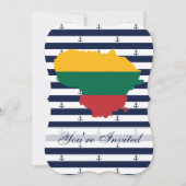 Vlag/kaart van Litouwen op gestreepte achtergrond Kaart (Voorkant)