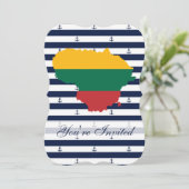 Vlag/kaart van Litouwen op gestreepte achtergrond Kaart (Staand voorkant)