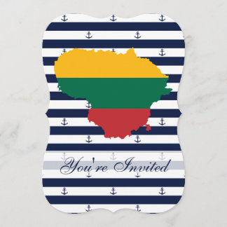 Vlag/kaart van Litouwen op gestreepte achtergrond Kaart