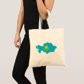 vlag kazachstan : vlaggenkaartsymbool tote bag (Voorkant (product))