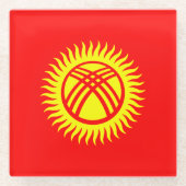 Vlag Kirgizië Glazen Onderzetter (Voorkant)