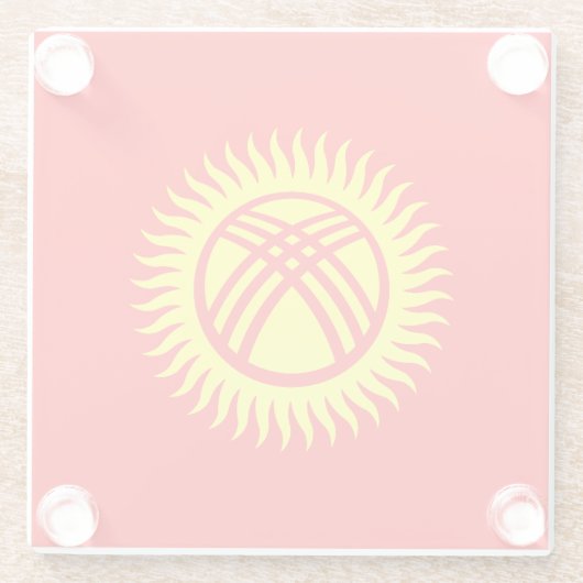 Vlag Kirgizië Glazen Onderzetter (Achterkant)