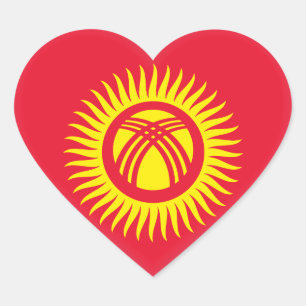 Vlag Kirgizië Hart Sticker