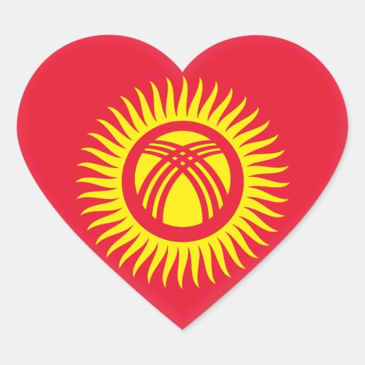 Vlag Kirgizië Hart Sticker (Voorkant)