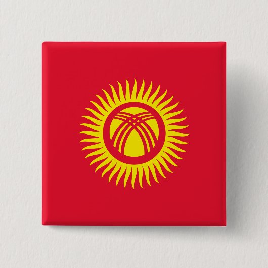 Vlag Kirgizië Vierkante Button 5,1 Cm (Voorkant)