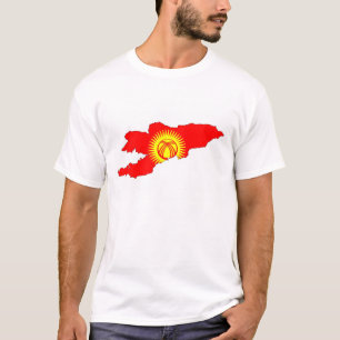 vlag kirgizstan : plattegrond silhouet t-shirt