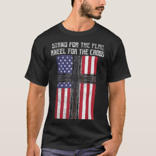 Vlag Kneel Kruis God Jezus Amerika Christus T-shirt