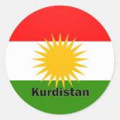 Vlag Koerdistan Roundel Ronde Sticker (Voorkant)
