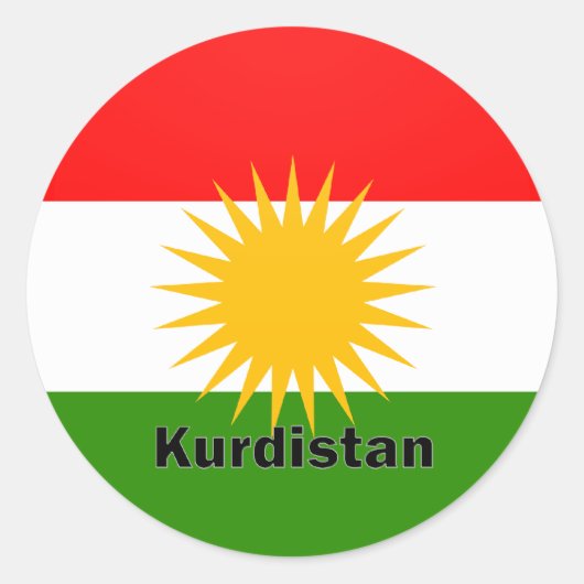 Vlag Koerdistan Roundel Ronde Sticker (Voorkant)