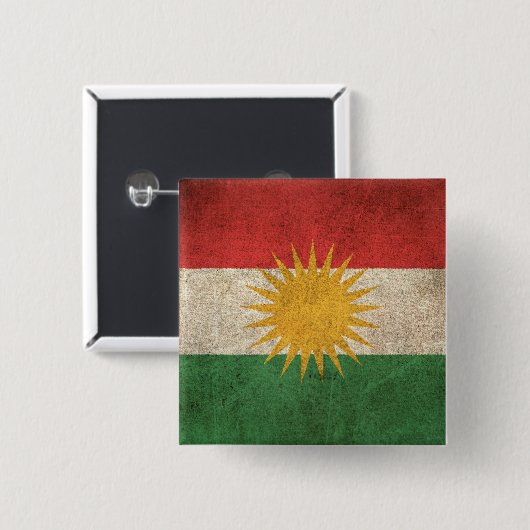 vlag Koerdistan Vierkante Button 5,1 Cm (Voorkant /achterkant)