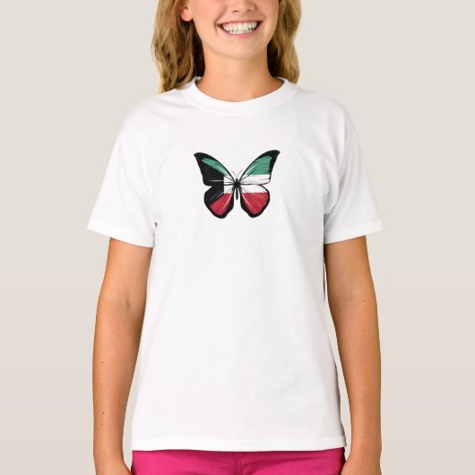 Vlag Koeweit Butterfly T-shirt (Voorkant)