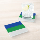 Vlag Komi Glazen Onderzetter (Schuin)