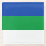 Vlag Komi Glazen Onderzetter<br><div class="desc">Patriottische vlag van Komi.</div>