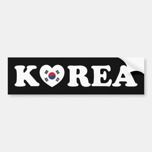 vlag Korea Love Heart Bumpersticker (Voorkant)