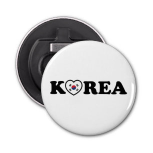 vlag Korea Love Heart Button Flesopener