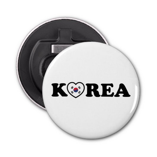 vlag Korea Love Heart Button Flesopener (Voorkant)
