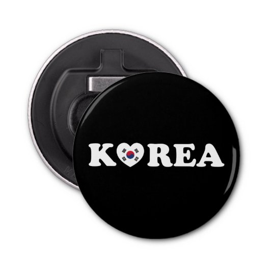 vlag Korea Love Heart Button Flesopener (Voorkant)