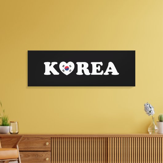 vlag Korea Love Heart Canvas Afdruk (Insitu (Woonkamer))