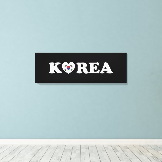 vlag Korea Love Heart Canvas Afdruk (Insitu (Houten vloer))