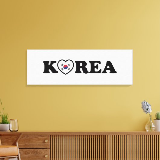 vlag Korea Love Heart Canvas Afdruk (Insitu (Woonkamer))