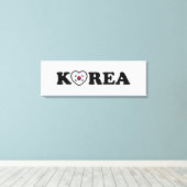 vlag Korea Love Heart Canvas Afdruk (Insitu (Houten vloer))