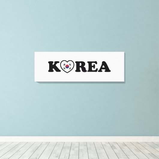 vlag Korea Love Heart Canvas Afdruk (Insitu (Houten vloer))