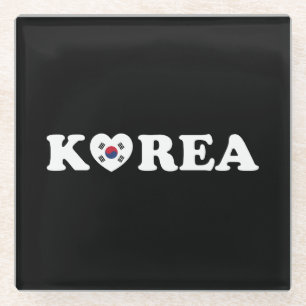 vlag Korea Love Heart Glazen Onderzetter