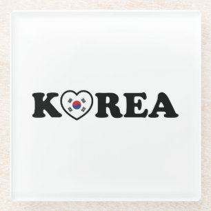 vlag Korea Love Heart Glazen Onderzetter
