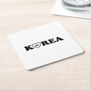 vlag Korea Love Heart Kartonnen Onderzetters