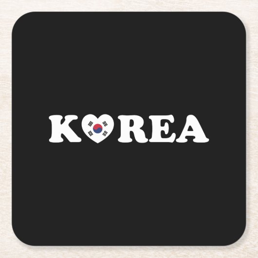 vlag Korea Love Heart Kartonnen Onderzetters (Voorkant)