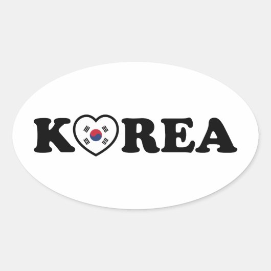vlag Korea Love Heart Ovale Sticker (Voorkant)