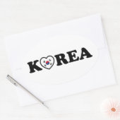 vlag Korea Love Heart Ovale Sticker (Envelop)