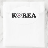 vlag Korea Love Heart Ovale Sticker (Tas)