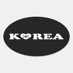 vlag Korea Love Heart Ovale Sticker