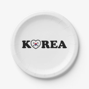 vlag Korea Love Heart Papieren Bordje