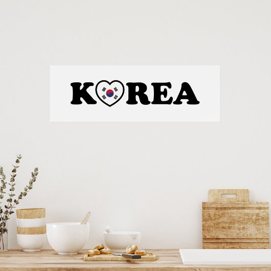 vlag Korea Love Heart Poster (Keuken)