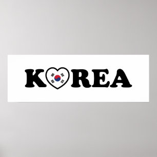 vlag Korea Love Heart Poster