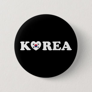 vlag Korea Love Heart Ronde Button 5,7 Cm