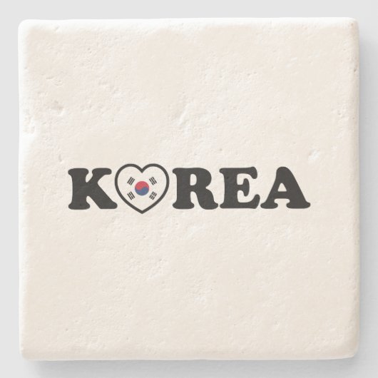vlag Korea Love Heart Stenen Onderzetter (Voorkant)