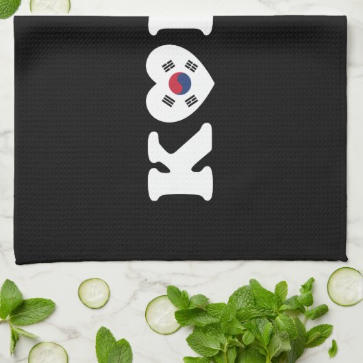 vlag Korea Love Heart Theedoek (Gevouwen)