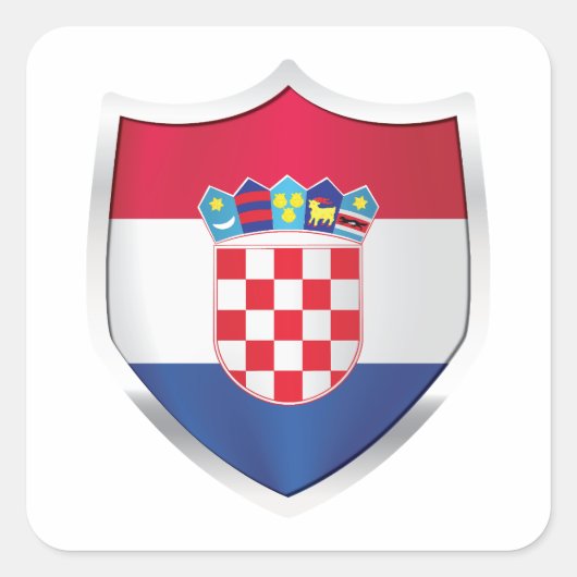 vlag Kroatië Silver Shield Vierkante Sticker (Voorkant)